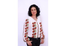 Ie damă cu mânecă lungă cu model floral roşu